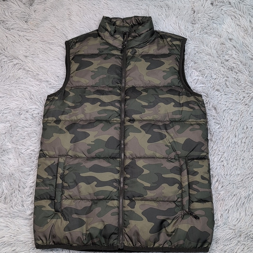 Swiss Tech Vest Mens S Green Camo‎ Puffer Hunting Zip Up Pockets Outdoors